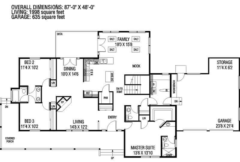 Floor Plan Main Level of Country Plan #145-1272