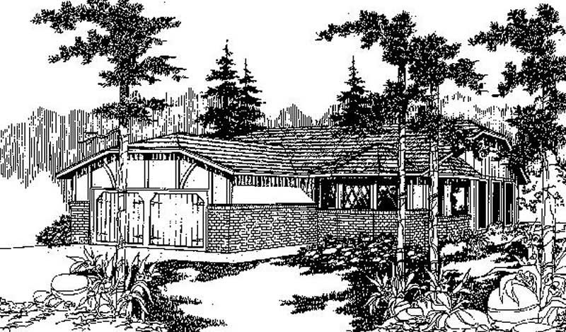 Front view of Georgian home (ThePlanCollection: House Plan #145-1273)