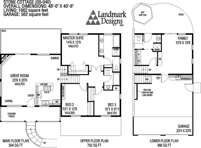 Floor Plan Main Level of Country Plan #145-1274
