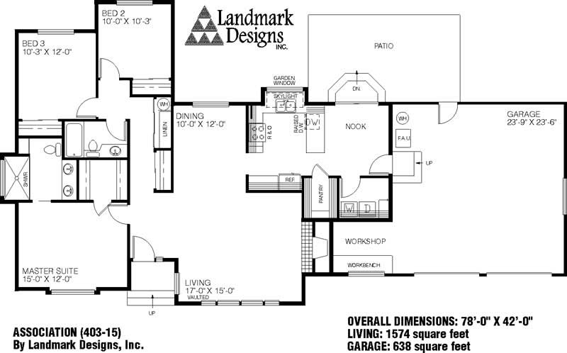 Floor Plan First Story of Ranch Plan #145-1283