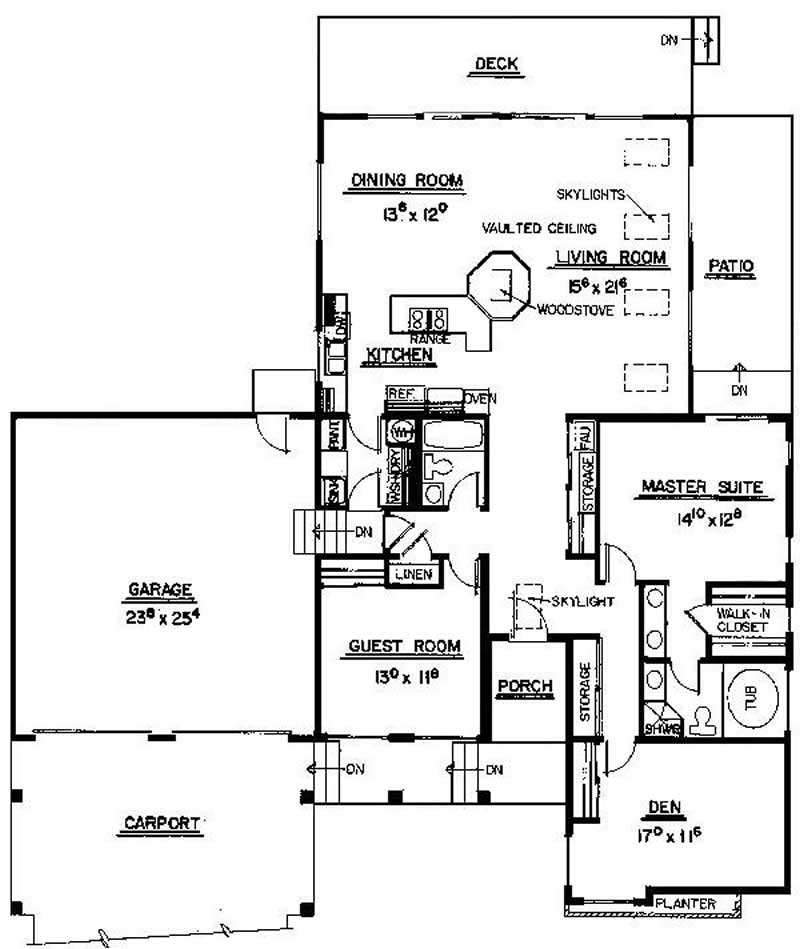 Floor Plan First Story of Ranch Plan #145-1289