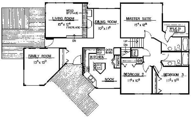 Floor Plan First Story of Ranch Plan #145-1290