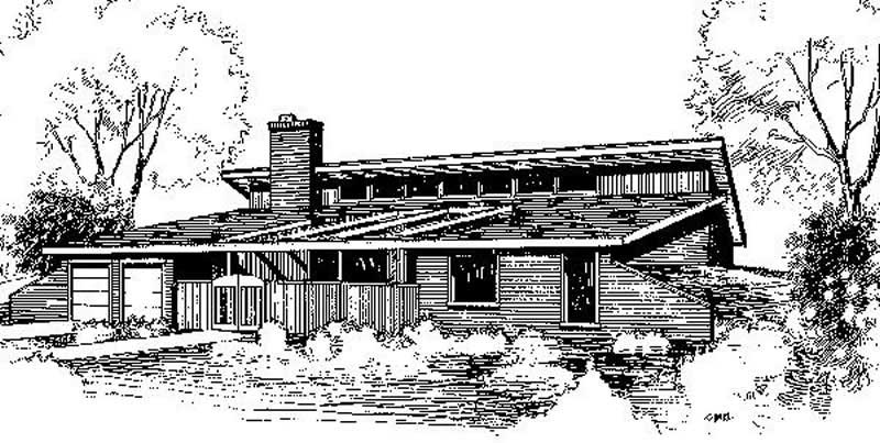 Front view of Ranch home (ThePlanCollection: House Plan #145-1291)