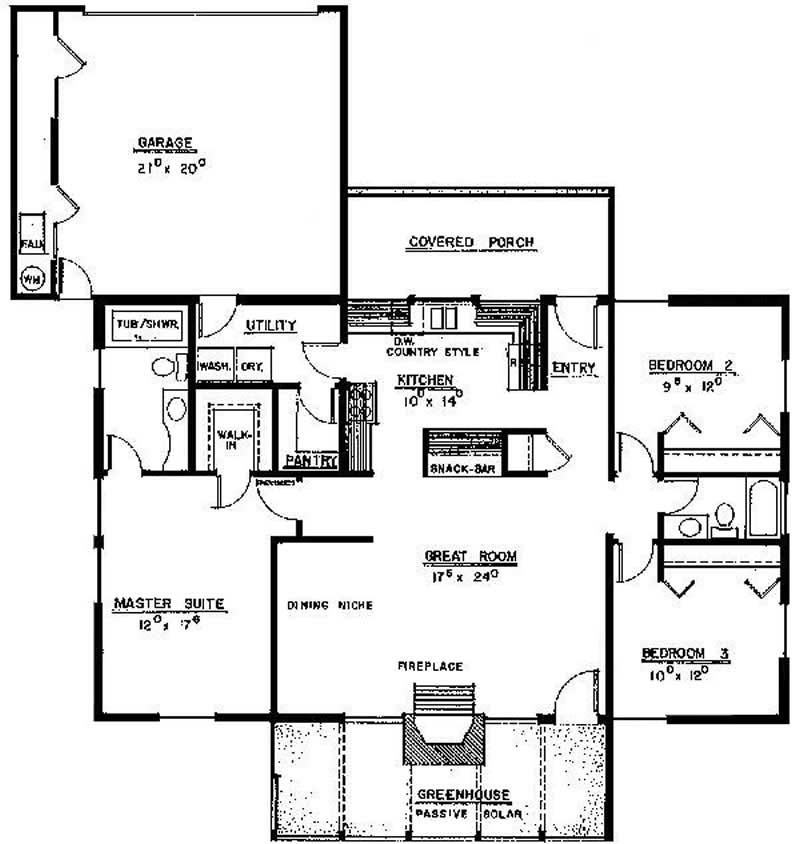 Floor Plan First Story of Ranch Plan #145-1292