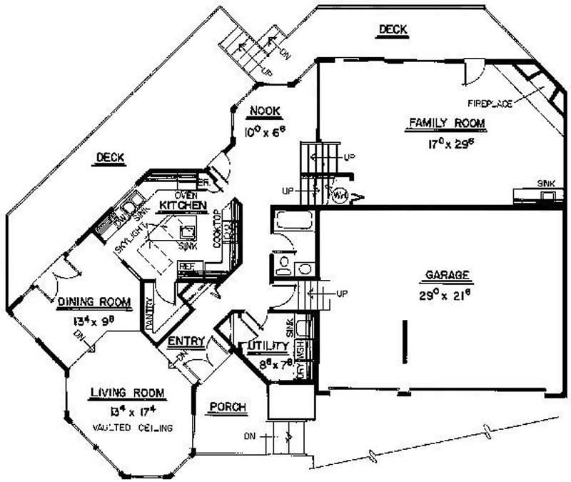 Floor Plan First Story of Contemporary Plan #145-1296