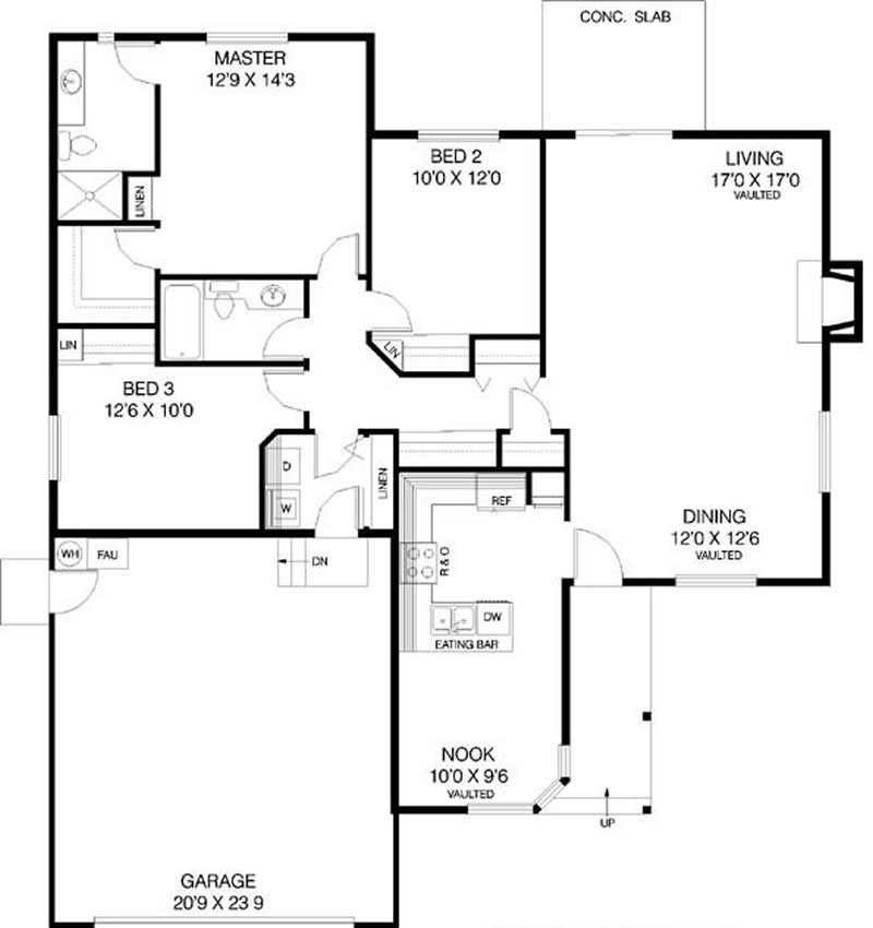 Floor Plan First Story of Contemporary Plan #145-1300