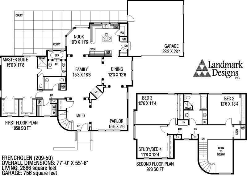 Floor Plan First Story of Mediterranean Plan #145-1302
