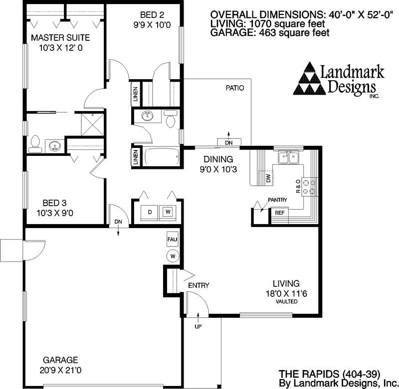 Floor Plan First Story of Small House Plans #145-1308