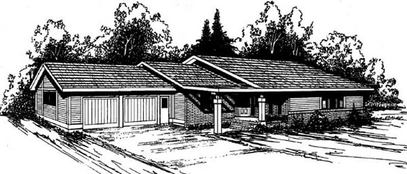 Front view of Contemporary home (ThePlanCollection: House Plan #145-1310)