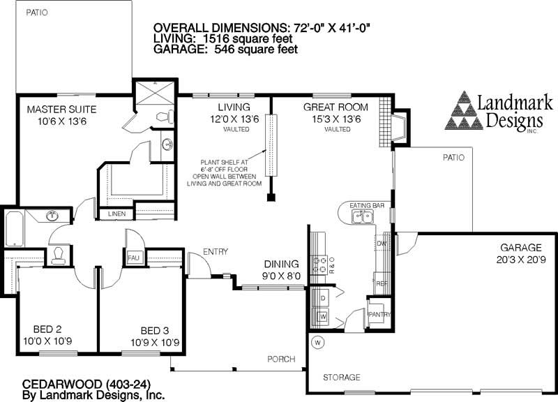 Floor Plan First Story of Contemporary Plan #145-1311