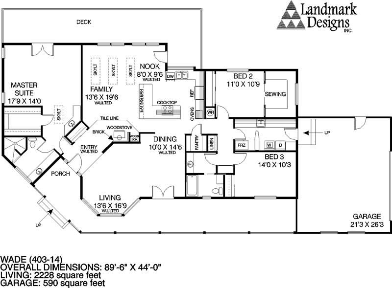 Floor Plan First Story of Ranch Plan #145-1313