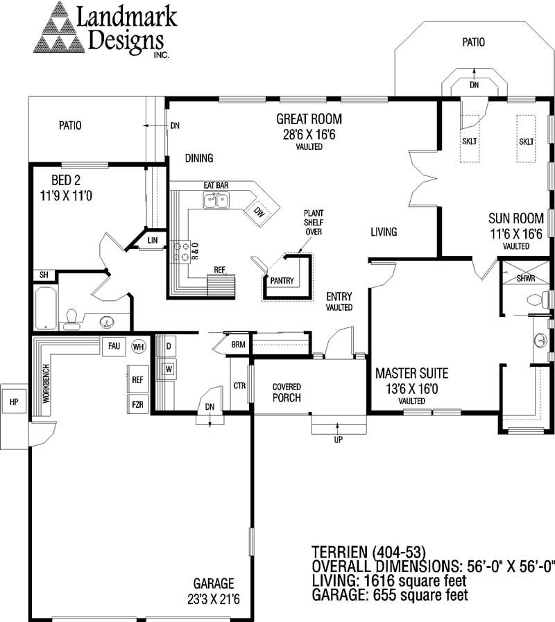 Floor Plan First Story of Ranch Plan #145-1320