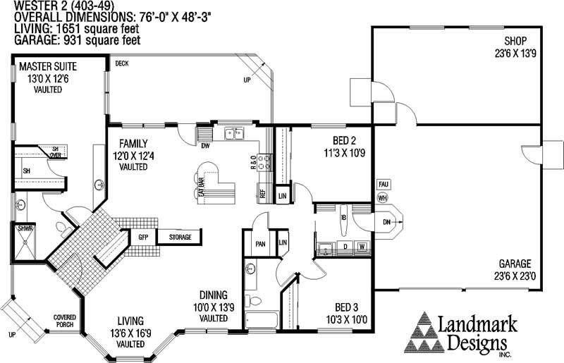Floor Plan First Story of Contemporary Plan #145-1326