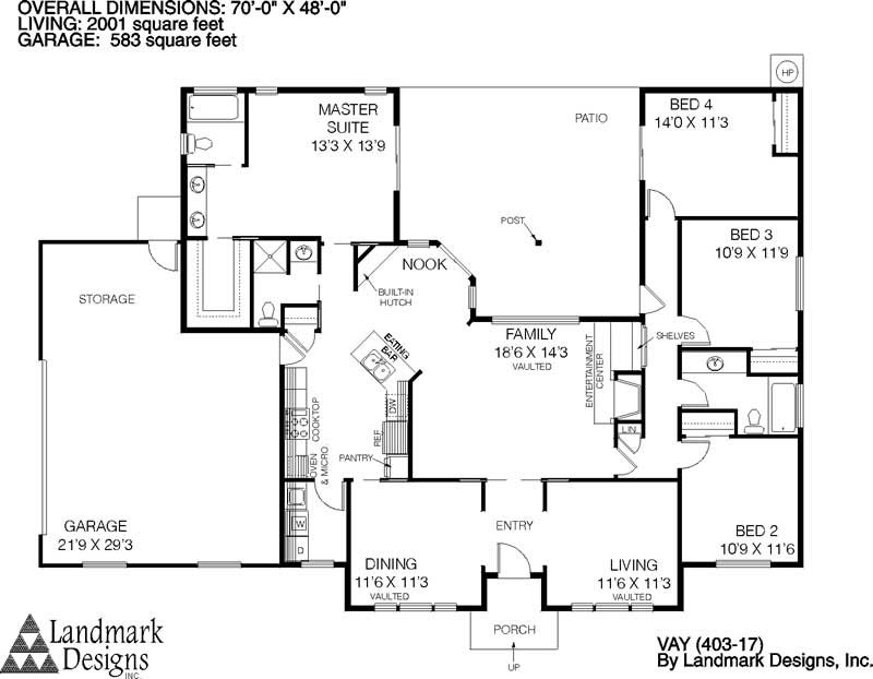 Floor Plan First Story of Ranch Plan #145-1327