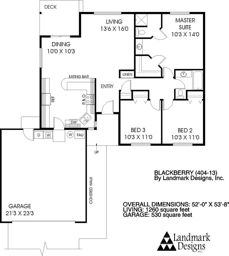 Floor Plan First Story of Small House Plans #145-1330