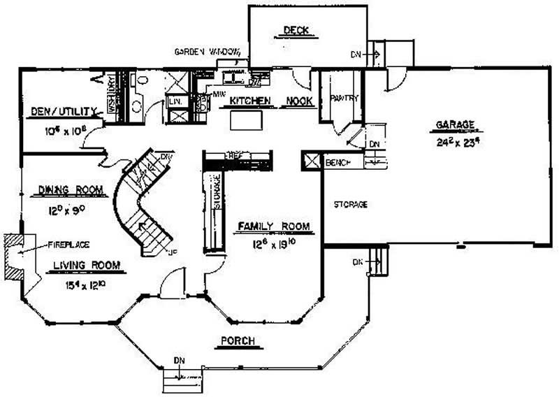 Floor Plan First Story of Country Plan #145-1340