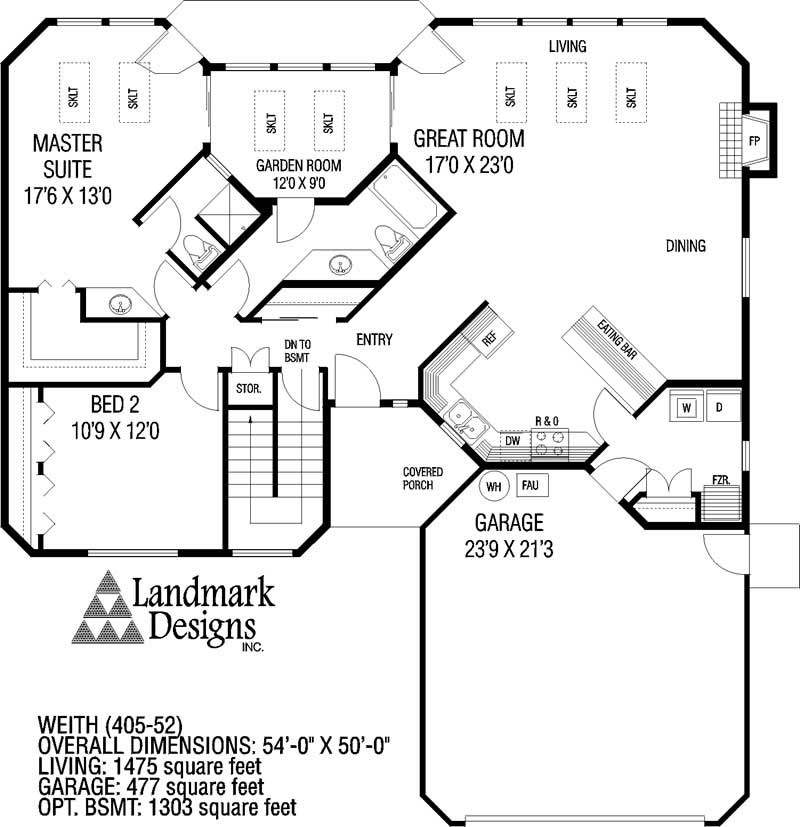 Floor Plan First Story of Contemporary Plan #145-1341