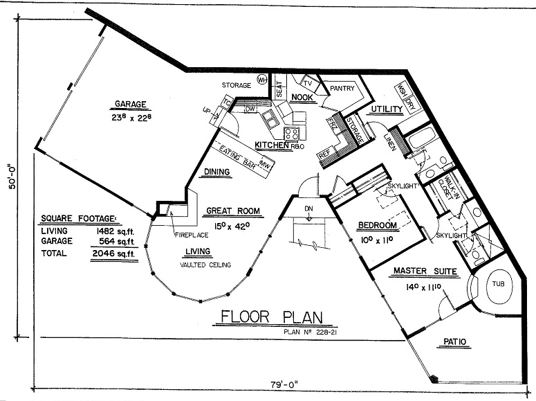 Floor Plan First Story of Ranch Plan #145-1342
