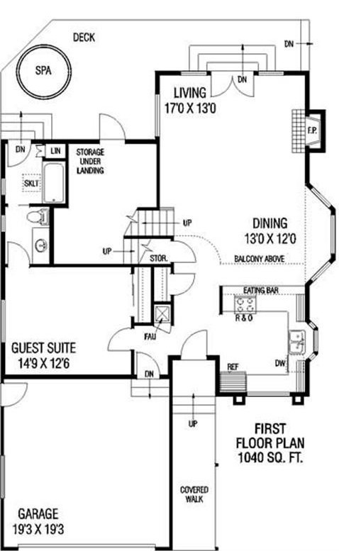 Floor Plan First Story of Contemporary Plan #145-1345