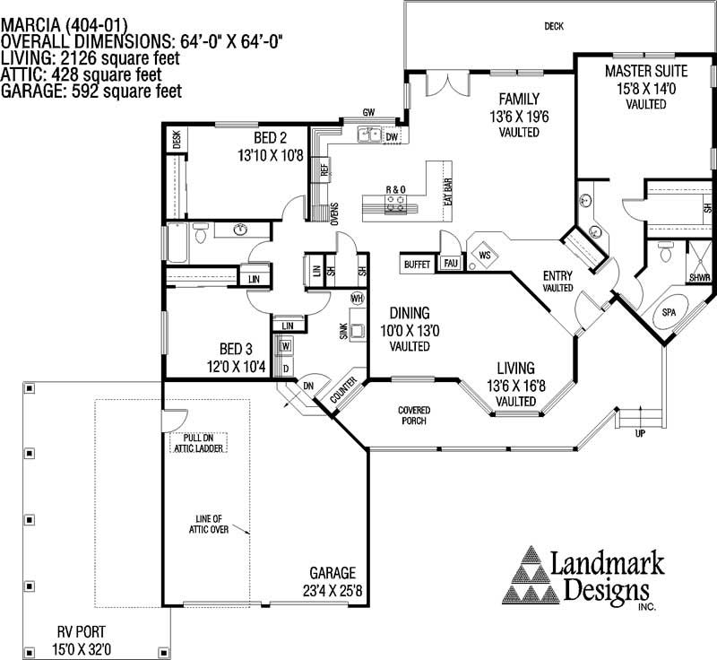 Floor Plan First Story of Country Plan #145-1350