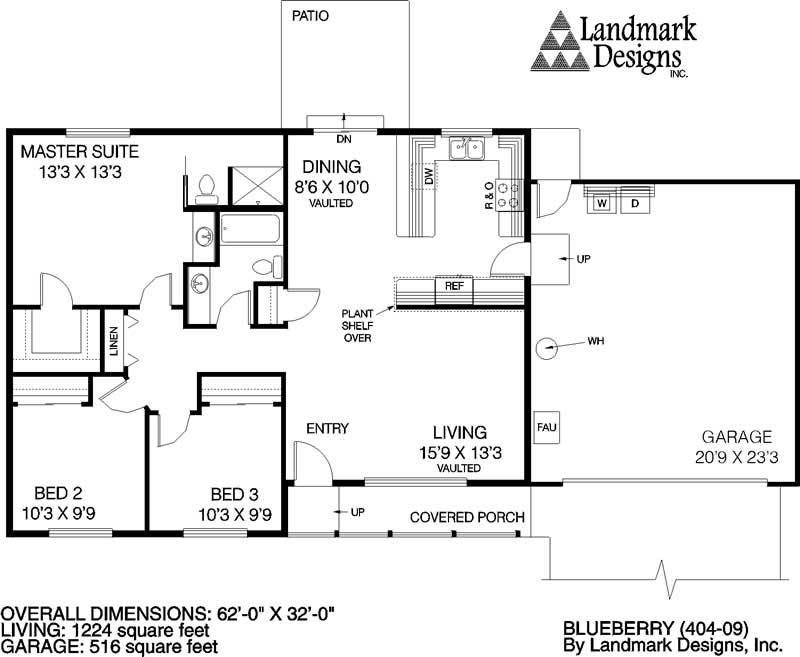 Floor Plan First Story of Small House Plans #145-1351