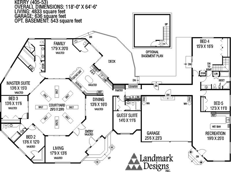Floor Plan First Story of Ranch Plan #145-1354