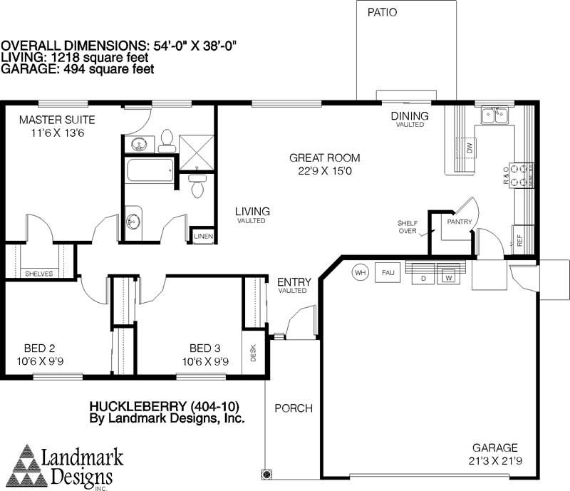 Floor Plan First Story of Small House Plans #145-1367