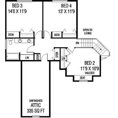 Floor Plan Second Story of Plan #145-1369