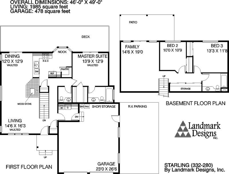 Floor Plan First Story of Ranch Plan #145-1373