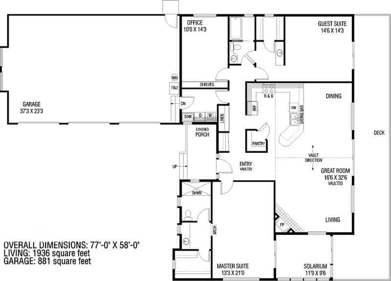 Floor Plan First Story of Contemporary Plan #145-1376