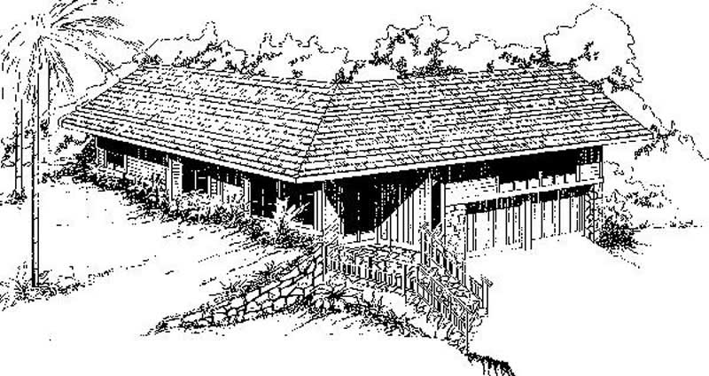 Front view of Contemporary home (ThePlanCollection: House Plan #145-1380)