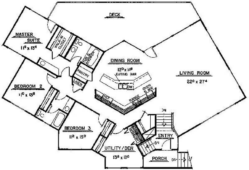 Floor Plan Second Story of Contemporary Plan #145-1380