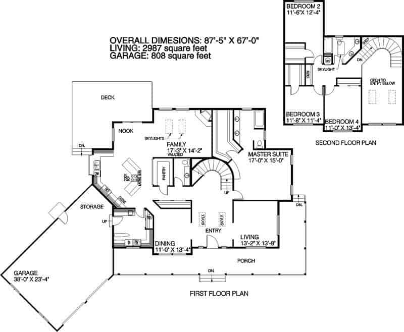 Floor Plan Main Level of Country Plan #145-1399