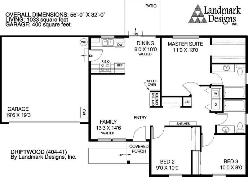 Floor Plan First Story of Ranch Plan #145-1405