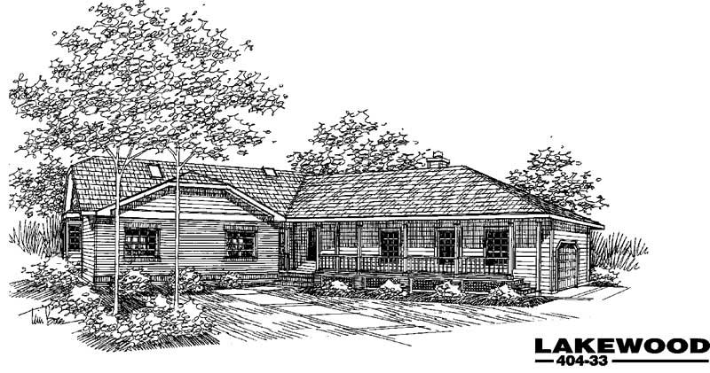 Front view of Ranch home (ThePlanCollection: House Plan #145-1408)
