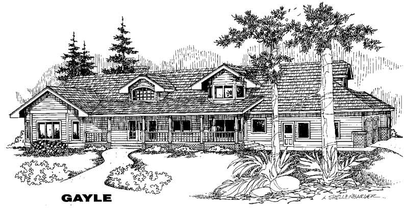 Front view of Ranch home (ThePlanCollection: House Plan #145-1409)