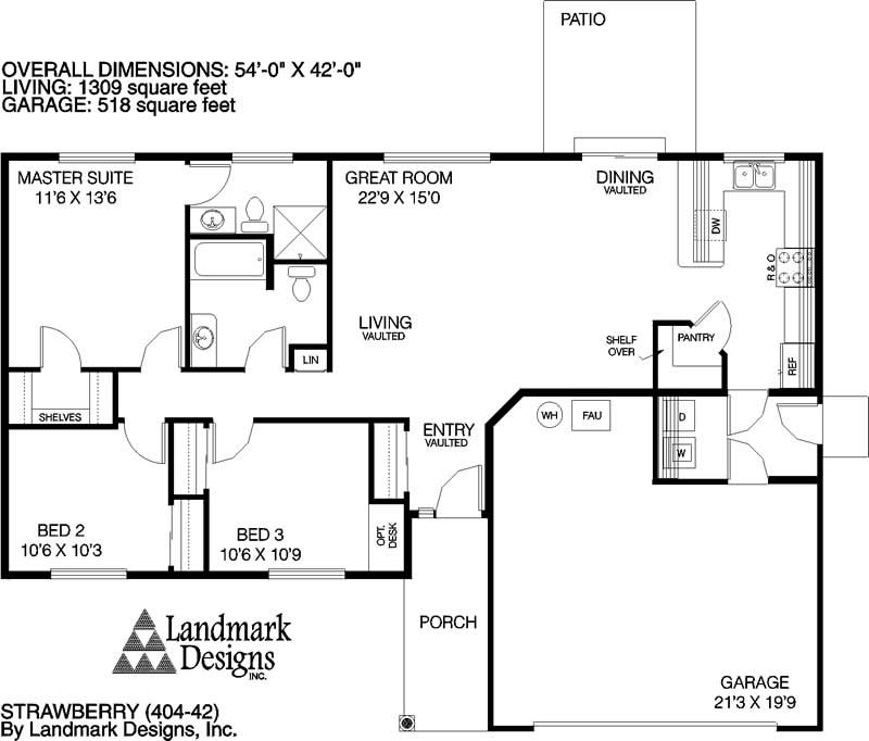Floor Plan First Story of Small House Plans #145-1411