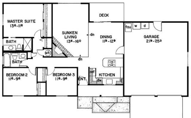 Floor Plan First Story of Small House Plans #145-1413