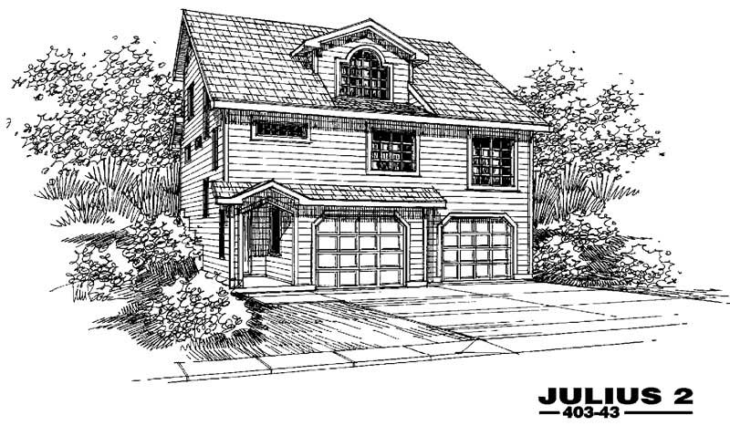 Front view of Country home (ThePlanCollection: House Plan #145-1415)