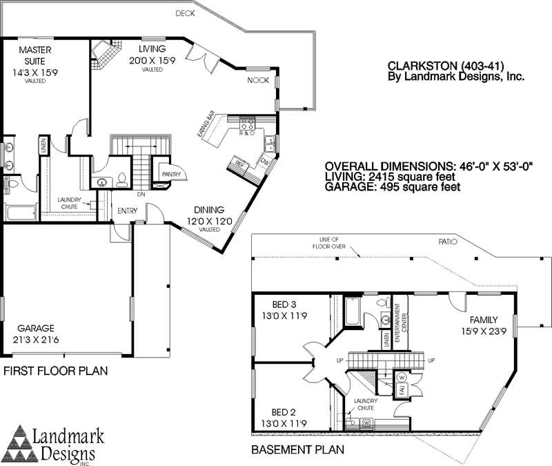 Floor Plan First Story of Small House Plans #145-1417