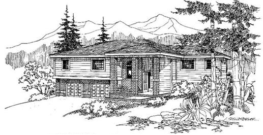 Front view of Colonial home (ThePlanCollection: House Plan #145-1420)