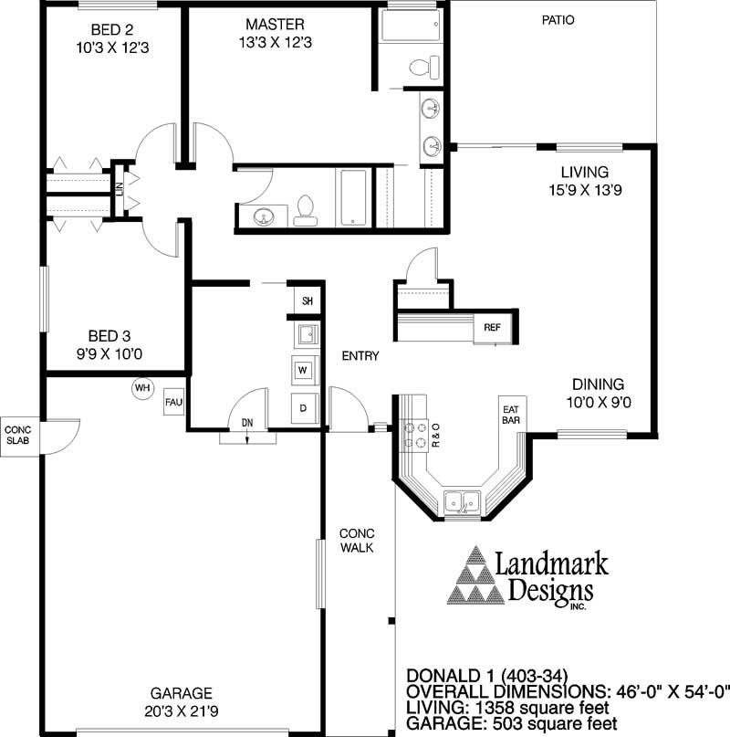 Floor Plan First Story of Contemporary Plan #145-1422