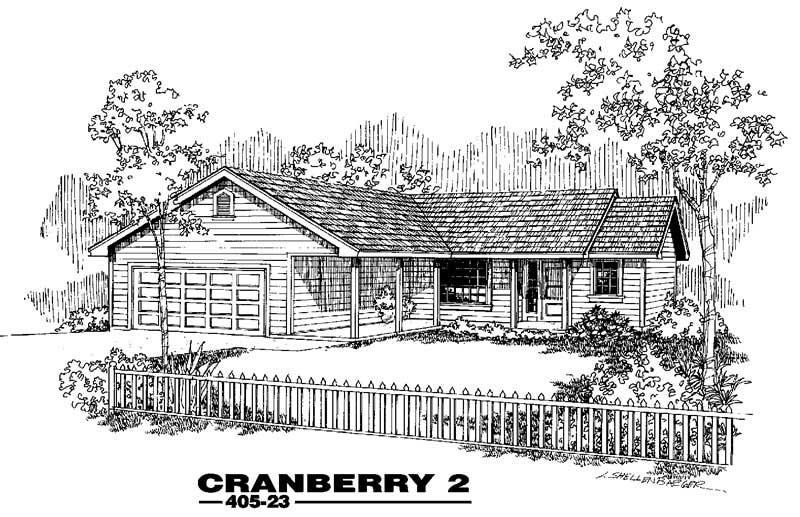 Front view of Country home (ThePlanCollection: House Plan #145-1427)