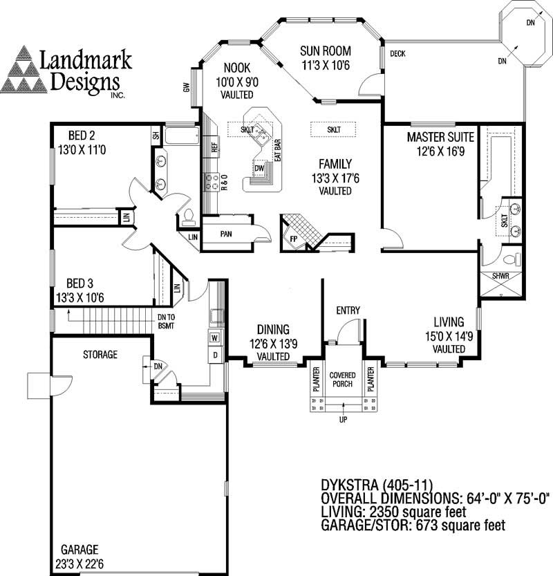 Floor Plan First Story of Contemporary Plan #145-1429