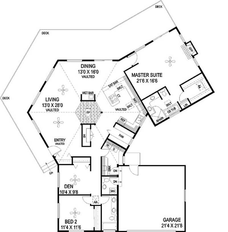 Floor Plan First Story of Contemporary Plan #145-1434