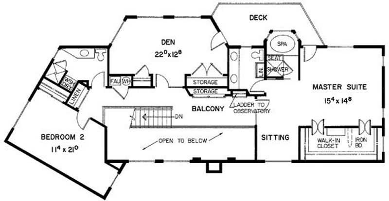 Floor Plan Second Story of Mediterranean Plan #145-1438