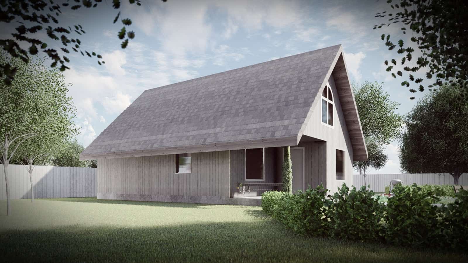 Side View of this 2-Bedroom,770 Sq Ft Plan -145-1442