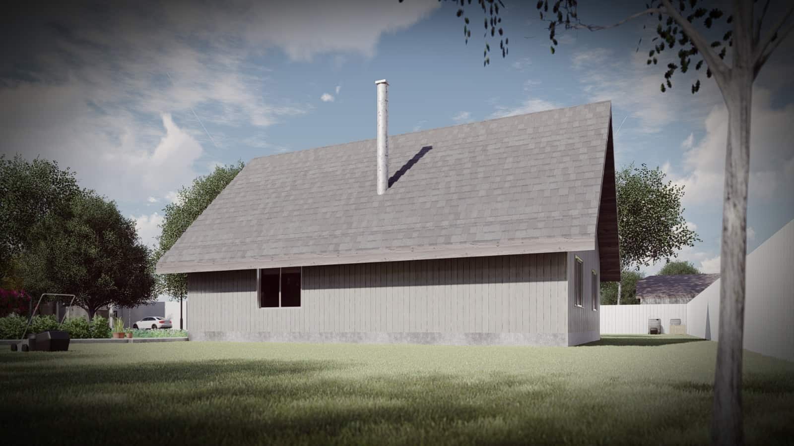 Side View of this 2-Bedroom,770 Sq Ft Plan -145-1442