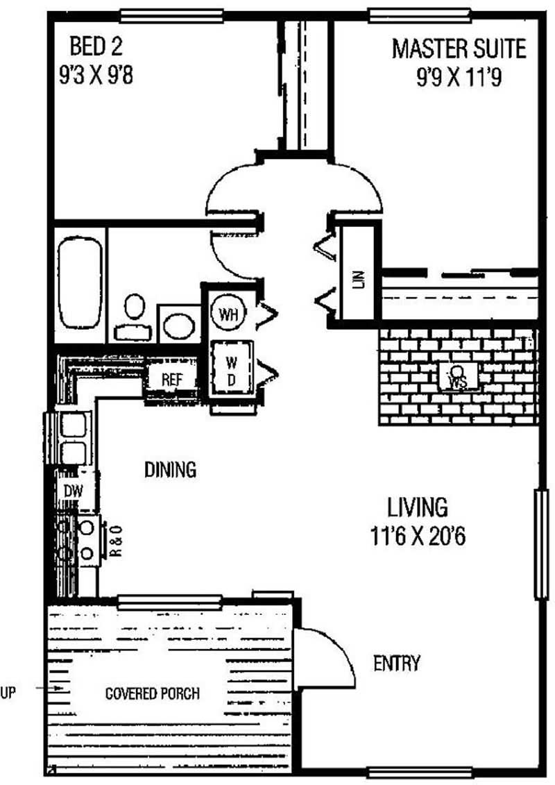 Floor Plan First Story of Log Cabin Plan #145-1442