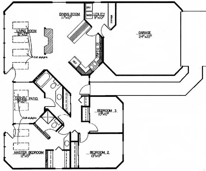 Floor Plan First Story of Passive Solar Plan #145-1443